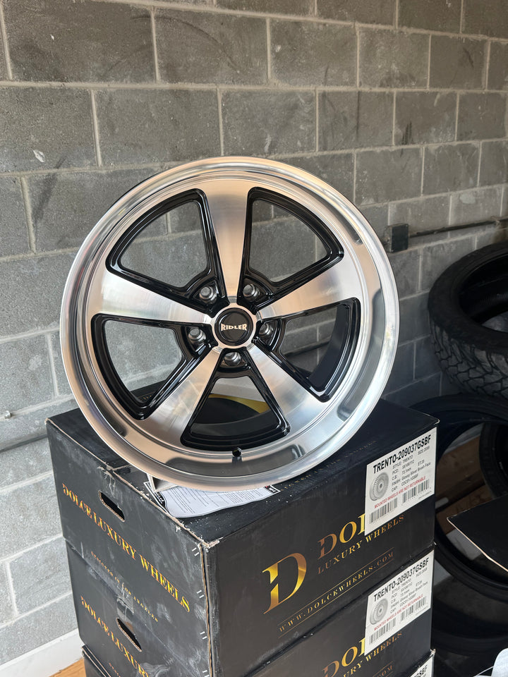 Ridler 652 Black Machined Face and Lip FITS 5 LUG GMC YUKON CHEVY SUBURBAN SIERRA 1500 C10 OBS TAHOE BUBBLE &amp; DONK CAPRICE IMPALA