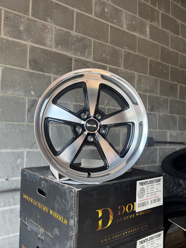 Ridler 652 Black Machined Face and Lip FITS 5 LUG GMC YUKON CHEVY SUBURBAN SIERRA 1500 C10 OBS TAHOE BUBBLE &amp; DONK CAPRICE IMPALA
