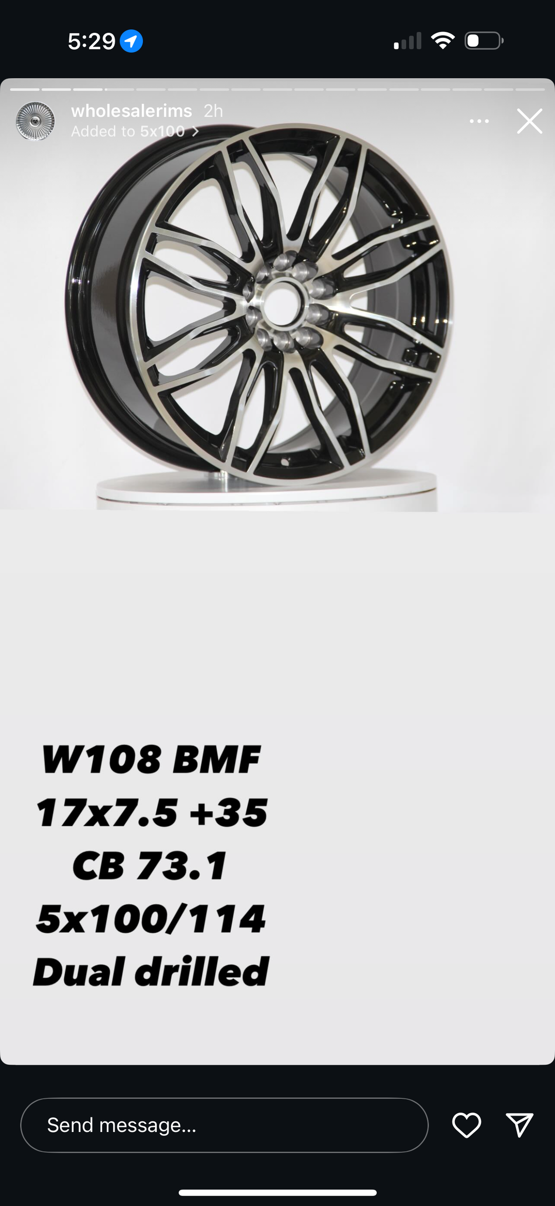 17" 5x4.5 high offset