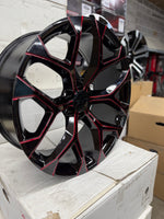 24" Gloss black And Red Milled GM09 Snowflakes
