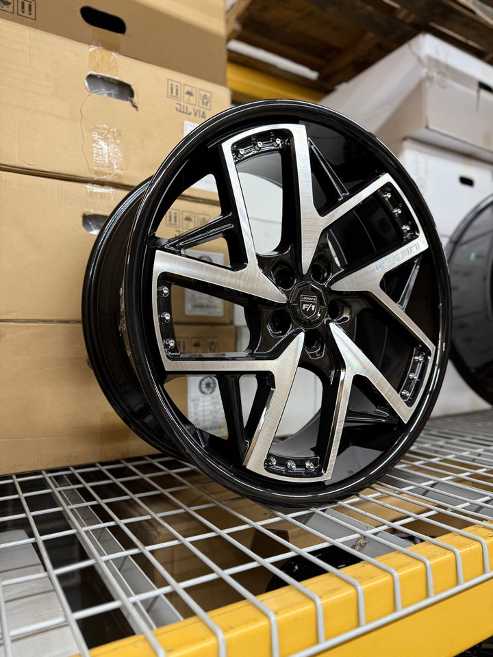 PROMO PACKAGE DEAL 22" LEXANI DEVOE GLOSS BLACK BRUSHED MACHINE 5x108 FITS FORD 2012^ FUSION ESCAPE MAVERICK LINCOLN MKX NAUTILUS CORSAIR MKZ CONTINENTAL LS 22^ ZEPHYR JAGUAR XF XFR XJ XJL XJLR E PACE F PACE LAND ROVER DISCOVERY EVOQUE VELAR