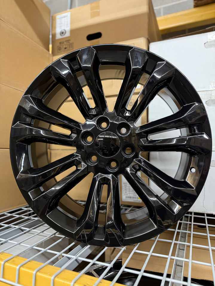 22" G08 , Split 7, Gloss Black REPS 6X139.7 6x5.5 FITS CADILLAC ESCALADE DENALI YUKON CHEVY SILVERADO TAHOE SUBURBAN INFINITY QX80 DODGE RAM 1500 JEEP WAGONEER NISSAN TITAN