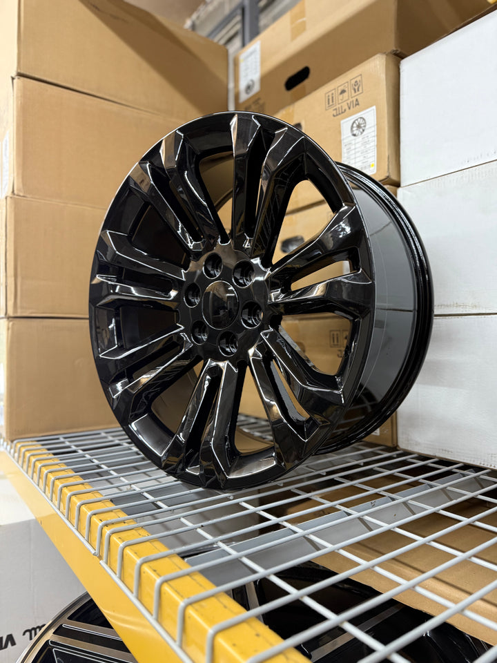 22" G08 , Split 7, Gloss Black REPS 6X139.7 6x5.5 FITS CADILLAC ESCALADE DENALI YUKON CHEVY SILVERADO TAHOE SUBURBAN INFINITY QX80 DODGE RAM 1500 JEEP WAGONEER NISSAN TITAN