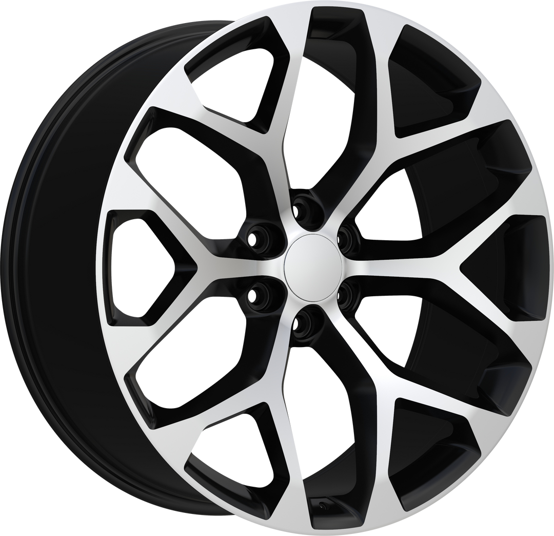 24" Black and Machined 6X139.7 6x5.5 FITS CADILLAC ESCALADE DENALI YUKON CHEVY SILVERADO TAHOE SUBURBAN INFINITY QX80 DODGE RAM 1500 JEEP WAGONEER NISSAN TITAN