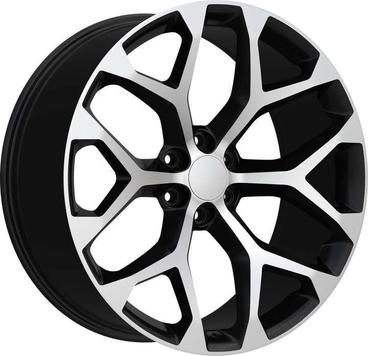 24" Black and Machined 6X139.7 6x5.5 FITS CADILLAC ESCALADE DENALI YUKON CHEVY SILVERADO TAHOE SUBURBAN INFINITY QX80 DODGE RAM 1500 JEEP WAGONEER NISSAN TITAN