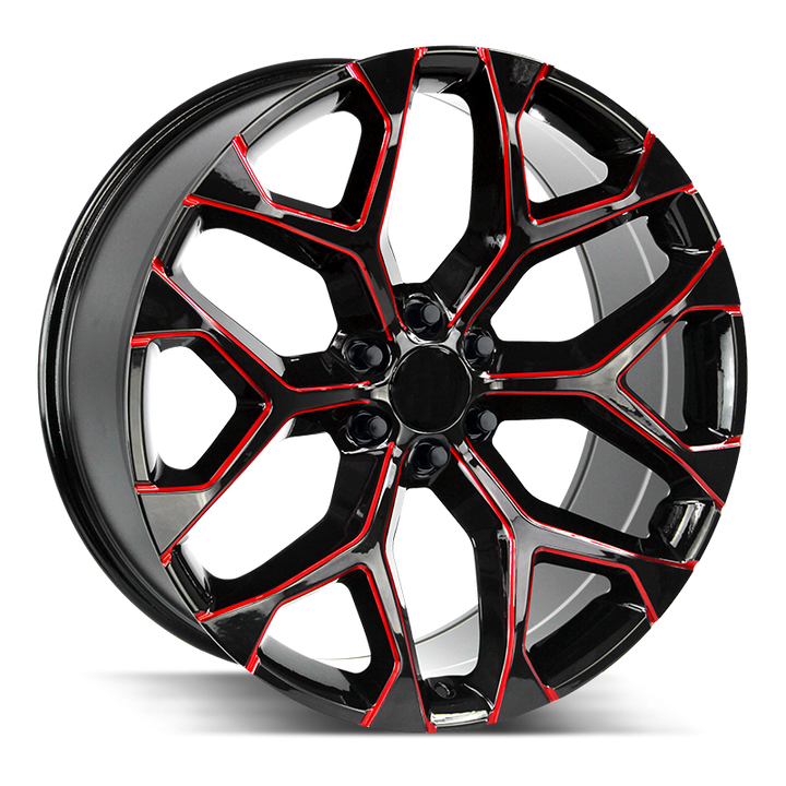 24" SNOWFLAKE REP 6X139.7 6x5.5 FITS CADILLAC ESCALADE DENALI YUKON CHEVY SILVERADO TAHOE SUBURBAN INFINITY QX80 DODGE RAM 1500 JEEP WAGONEER NISSAN TITAN