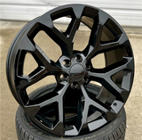 22" GM, Cadillac, Chevy SnowFlake Wheels in Gloss Black