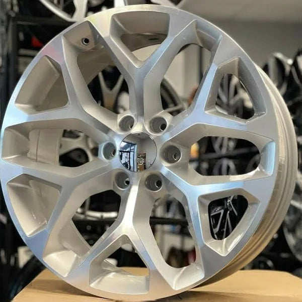 24" Brushed Machined 6X139.7 6x5.5 FITS CADILLAC ESCALADE DENALI YUKON CHEVY SILVERADO TAHOE SUBURBAN INFINITY QX80 DODGE RAM 1500 JEEP WAGONEER NISSAN TITAN