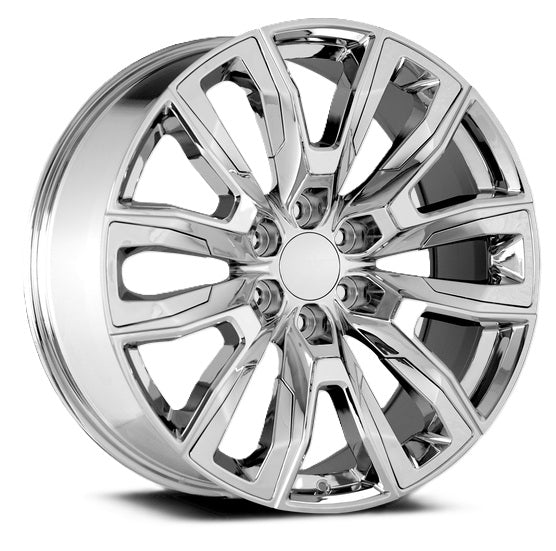 24" Chrome REPS  6X139.7 6x5.5 FITS CADILLAC ESCALADE DENALI YUKON CHEVY SILVERADO TAHOE SUBURBAN INFINITY QX80 DODGE RAM 1500 JEEP WAGONEER NISSAN TITAN