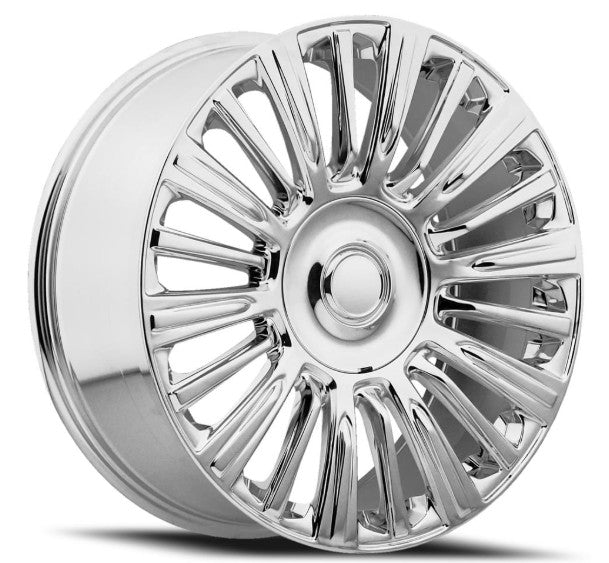 24" Chrome REPS  6X139.7 6x5.5 FITS CADILLAC ESCALADE DENALI YUKON CHEVY SILVERADO TAHOE SUBURBAN INFINITY QX80 DODGE RAM 1500 JEEP WAGONEER NISSAN TITAN