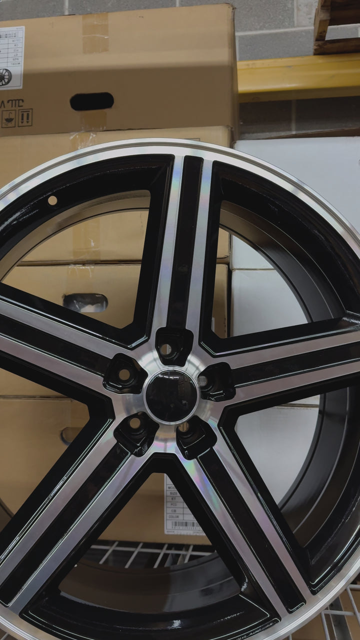 22” Iroc Wheels 5102 BLACK & MACHINE 5x5 5x127 FITS CHEVY TRUCK OBS 1990s BUBBLE CAPRICE IMPALA
