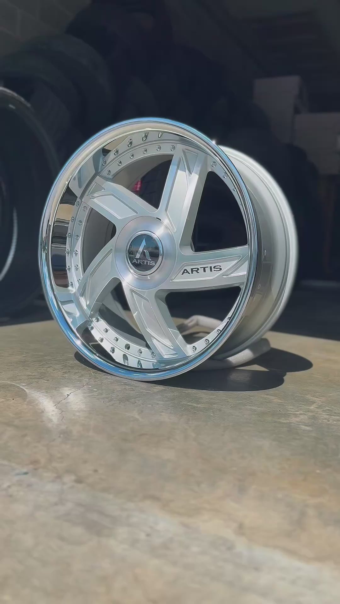 22” ARTIS VESTAVIA BRUSHED CROME LIP DAUL DRILLED (5X120 5x127) STAGGERED FOR GMC YUKON CHEVY SUBURBAN SIERRA 1500 C10 TAHOE BOX DONK CAPRICE IMPALA CAMARO CHEVELLE  CUTLASS MONTE CARLO