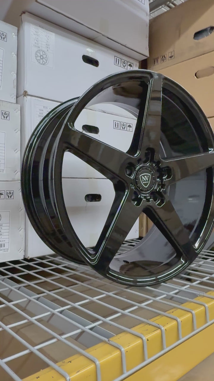 20" NV Wheels NVV GLOSS BLACK 5x114.3 FOR LEXUS ES GS  RX300 HUNDI FORD MUSTANG EXPLORER INFINITY G35 G37 TESLA MODLE 3 MODLE Y KIA K5 STINGER TOYOTA CAMRY AVALON NISSAN ALTIMA MAXIMA 2016^ Chevy MALIBU 2000-2013 IMPALA & MONTECARLO