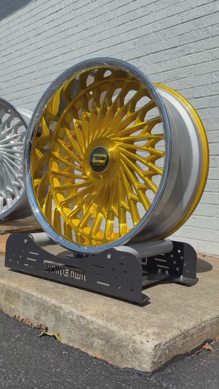 24” DAZZ D101 Seville BRUSHED GOLD WITH CROME LIP DAUL DRILLED (5X120 5x127) STAGGERED FOR GMC YUKON CHEVY SUBURBAN SIERRA 1500 C10 TAHOE BOX DONK CAPRICE IMPALA CAMARO CHEVELLE  CUTLASS MONTE CARLO