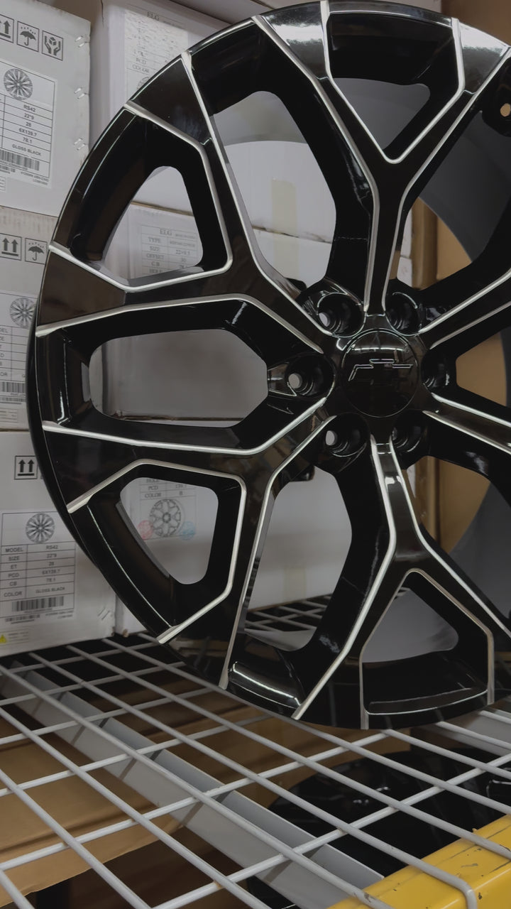 24” 26” 28" 30" Snowflake Reps GLOSS BLACK & MILLED ,GM09 6X139.7 6x5.5 FITS CADILLAC ESCALADE DENALI YUKON CHEVY SILVERADO TAHOE SUBURBAN INFINITY QX80 DODGE RAM 1500 JEEP WAGONEER NISSAN TITAN