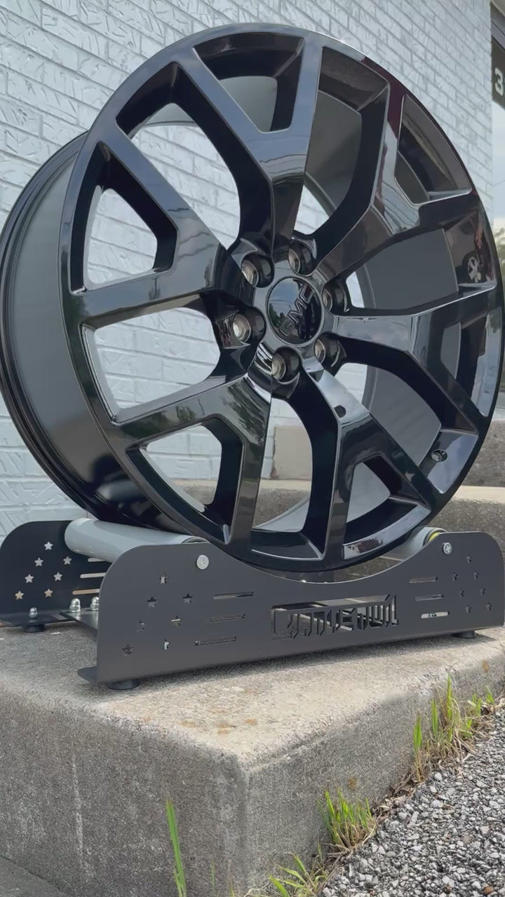 24" Black GM11 Snowflake REPS 6X139.7 6x5.5 FITS CADILLAC ESCALADE DENALI YUKON CHEVY SILVERADO TAHOE SUBURBAN INFINITY QX80 DODGE RAM 1500 JEEP WAGONEER NISSAN TITAN