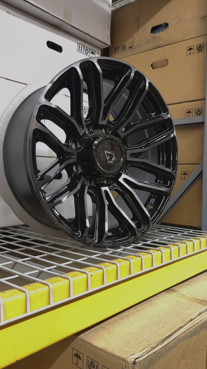 20" Arena Supreme A111 GLOSSY BLACK BRUSHED DDT FACE CLEAR FOR CHEVY 2500 2500HD 3500HD GMC SIERRA 2500HD SIERRA 3500HD