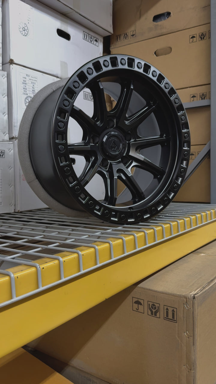 17" ARENA A103 MISSION SATIN BLACKFOR CHEVY COLORADO D-MAX S10 SILVERADO TAHOE SUBURBAN FORD BRONCO RANGER GMC CANYON YUKON NISSAN TITAN TOYOTA 4RUNNER FJ CRUISER  TACOMA TUNDRA JEEP WRANGLER GLADIATOR