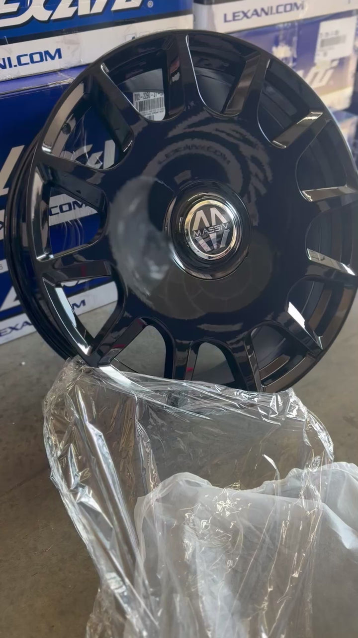 24" Massiv 927 WHEELS GLOSS BLACK 5x115 5x120 FOR DODGE CHARGER CHALLENGER 392 CHRYSLER 300 SRT8 CHEVY CAMARO ROVER RANGE ROVER HSE SPORT LEXUS LS BMW X5 X6