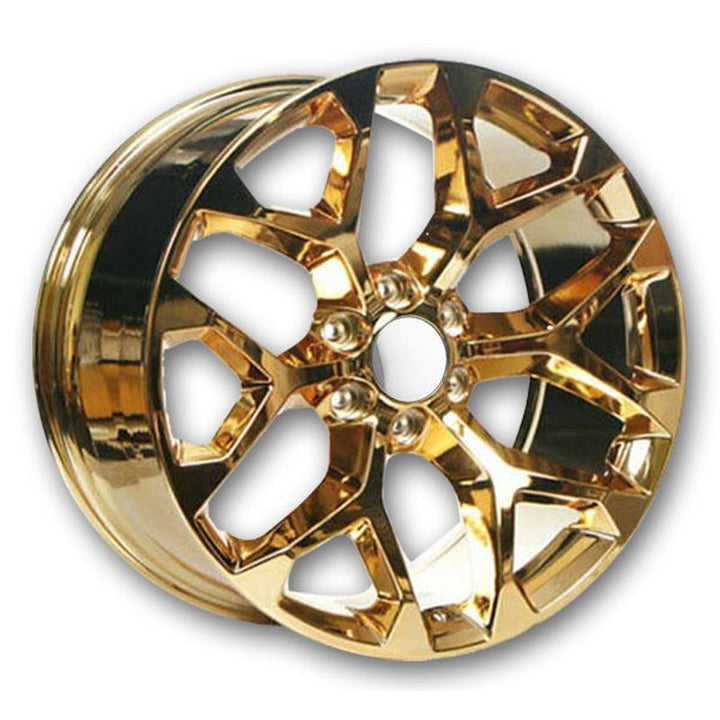 24" SNOWFLAKE REP 6X139.7 6x5.5 FITS CADILLAC ESCALADE DENALI YUKON CHEVY SILVERADO TAHOE SUBURBAN INFINITY QX80 DODGE RAM 1500 JEEP WAGONEER NISSAN TITAN